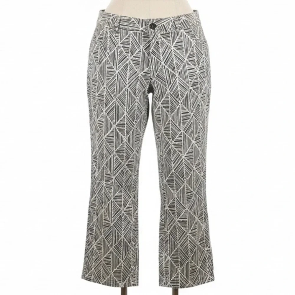 Soft Surroundings Geometric Crop Pants Boho Resort Coastal Cruise Casual Size 14